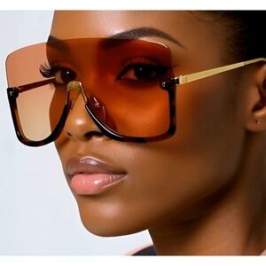 Fashion Women Sunglasses Oversized Single Flat Lens Luxury‎ Uv Protections New